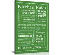 Panther Print, Canvas Wall Art, Pictures for Kitchen Walls, Artwork Prints and Accent for Dining Room, Kitchen Rules Framed Picture on Canvas, Print for Special Occasions, Green (24 x 16 Inch)