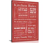 Panther Print, Canvas Wall Art, Pictures for Kitchen Walls, Artwork Prints and Accent for Dining Room, Kitchen Rules Framed Picture on Canvas, Print for Special Occasions, Red (18 x 12 Inch)