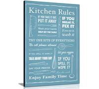 Panther Print, Canvas Wall Art, Pictures for Kitchen Walls, Artwork Prints and Accent for Dining Room, Kitchen Rules Framed Picture on Canvas, Print for Special Occasions, Blue (18 x 12 Inch)