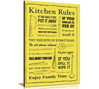 Panther Print, Canvas Wall Art, Pictures for Kitchen Walls, Artwork Prints and Accent for Dining Room, Kitchen Rules Framed Picture on Canvas, Print for Special Occasions, Yellow (24 x 16 Inch)