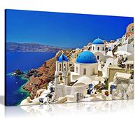 Panther Print, Canvas Wall Art, Pictures for Living Room, Santorini Greek Islands Framed Prints, Print for Special Occasions (12x8 Inch)