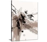 Panther Print Fine Art Prints Abstract Black & Brown Paint Strokes Artistic Framed Canvas Print, Pictures for Home Walls, Bedroom, Living Room & Bathroom Decor 91x61cm (36x24in)