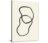 Panther Print Fine Art Prints Abstract Black Line Art Beige Background Artistic Framed Canvas Print, Pictures for Home Walls, Bedroom, Living Room & Bathroom Decor 76x51cm (30x20in)