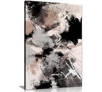 Panther Print Fine Art Prints Abstract Black & White Paint Splash Artistic Framed Canvas Print, Pictures for Home Walls, Bedroom, Living Room & Bathroom Decor 31x20cm (12x8in)