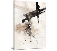 Panther Print Fine Art Prints Abstract Black & White Paint Strokes Artistic Framed Canvas Print, Pictures for Home Walls, Bedroom, Living Room & Bathroom Decor 46x31cm (18x12in)