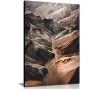 Panther Print Fine Art Prints Abstract Brown Volcano Artistic Framed Canvas Print, Pictures for Home Walls, Bedroom, Living Room & Bathroom Decor 61x41cm (24x16in)