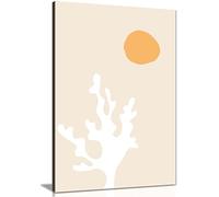 Panther Print Fine Art Prints Abstract White Seaweed & Yellow Sun Graphics Artistic Framed Canvas Print, Pictures for Home Walls, Bedroom, Living Room & Bathroom Decor 31x20cm (12x8in)