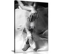Panther Print Fine Art Prints Black & White Elegant Sitting Ballerina Artistic Framed Canvas Print, Pictures for Home Walls, Bedroom, Living Room & Bathroom Decor 61x41cm (24x16in)