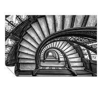 Panther Print Fine Art Prints Black & White Old Architectural Infinite Spiral Stair Case Artistic Unframed Poster, Pictures for Home Walls, Bedroom, Living Room & Bathroom Decor 76x51cm (30x20in)