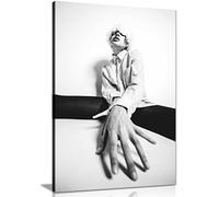 Panther Print Fine Art Prints Black & White Sitting Woman Fashion Portrait Artistic Framed Canvas Print, Pictures for Home Walls, Bedroom, Living Room & Bathroom Decor 76x51cm (30x20in)