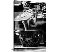 Panther Print Fine Art Prints Black & White the Art of making Espresso Coffee Close Up Artistic Framed Canvas Print, Pictures for Home Walls, Bedroom, Living Room & Bathroom Decor 46x31cm (18x12in)