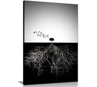 Panther Print Fine Art Prints Black & White Tree Roots in Underground Artistic Framed Canvas Print, Pictures for Home Walls, Bedroom, Living Room & Bathroom Decor 46x31cm (18x12in)
