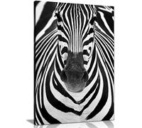 Panther Print Fine Art Prints Black & White Zebra Close Up Artistic Framed Canvas Print, Pictures for Home Walls, Bedroom, Living Room & Bathroom Decor 46x31cm (18x12in)