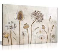 Panther Print Fine Art Prints Dried Flowers Botanical Garden Artistic Framed Canvas Print, Pictures for Home Walls, Bedroom, Living Room & Bathroom Decor 76x51cm (30x20in)