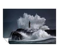 Panther Print Fine Art Prints Old Lighthouse & sea wave Splash at Night Artistic Unframed Poster, Pictures for Home Walls, Bedroom, Living Room & Bathroom Decor 31x20cm (12x8in)