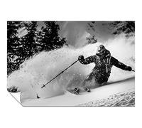 Panther Print Fine Art Prints Skiing on Snowy Mountain Slope Artistic Unframed Poster, Pictures for Home Walls, Bedroom, Living Room & Bathroom Decor 31x20cm (12x8in)