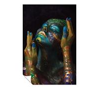 Panther Print Fine Art Prints Woman in Metallic Blue & Green Face & Body Paint Portrait Artistic Unframed Poster, Pictures for Home Walls, Bedroom, Living Room & Bathroom Decor 61x41cm (24x16in)