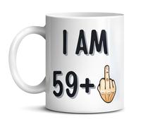 Panther Print I am 59+1-60 Year Old 60th Large Heavy Duty Ceramic Novelty Funny Coffee Mug, Cup for Men & Women, Girls & Boys - Gift for Birthday, Work, Boss, Colleague - Adult Present, Celebration