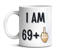 Panther Print I am 69+1-70 Year Old 70th Large Heavy Duty Ceramic Novelty Funny Coffee Mug, Cup for Men & Women, Girls & Boys - Gift for Birthday, Work, Boss, Colleague - Adult Present, Celebration