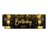 Panther Print Personalised Birthday Banners - Happy Birthday Banners for Men & Women - HD Printed Banner Decor for Him or Her - Party Wall Happy Birthday Banner Black & Gold 1 x 6ft Large Banner