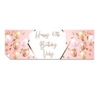 Panther Print Personalised Birthday Banners - Happy Birthday Banners for Men & Women - HD Printed Banner Decorations for Him or Her - Pink & Gold 1 x 3ft Small Banner