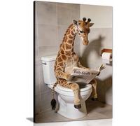 Panther Print Wall Art Funny Giraffe Toilet Print - Bathroom & Toilet Wall Art Framed Canvas Print, Pictures for Home Walls, Bedroom, Living Room & Bathroom Decor 31x20cm (12x8in)