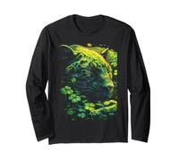 Panther Shamrocks Forest St Patricks Day Forestcore Animal Long Sleeve T-Shirt