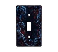 Panther Single Light Switch Cover Plate Mystical Wildlife Leaves Blue Eyes N/A Black Plastic Switch Plate New Apartment Home Decor