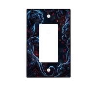 Panther Single Rocker Light Switch Cover, Wildlife Mystical Leaves Blue Eyes N/a Black Plastic Standard Size Accents Wall Switch Plates for Home Living Room Bedroom Bathroom Decor