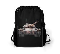 Panther Tank Sports Drawstring Bag for Men Women Large Beach Gym Backpack with Shoe Compartment