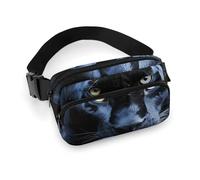 Panther With Blue Eyes Fanny Pack for Women Men Waist Bag Belt Bag Adjustable Casual Bag for Travel Sports Hiking, white, 7.9x5.1inches