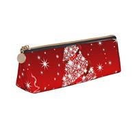 Panther With Blue Eyes Leather Pencil Pen Case With Zipper College School Office Organizer Pen Bag Pouch Box For Teen Girl Boy Men Women, Christmas Tree Red Printing Makeup Bag Leather Pencil Case