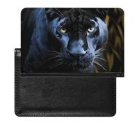 Panther With Blue Eyes Passport Holder Passport Cover Protector Essentials with Credit Card Slots for Women Men
