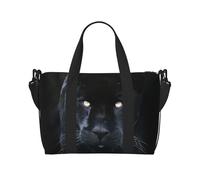 Panther with Blue Eyes Patterned Duffel Bag Handbag, can be Worn Crossbody or Shoulder, Suitable for Travel and Camping.