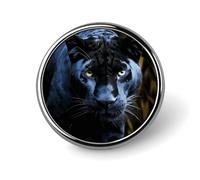 Panther With Blue Eyes Round Badge Cute Enamel Lapel Pin Brooches Button Pin Personalized Clothing Decoration Unisex Badge Holder Hats Bags Shirts Decor