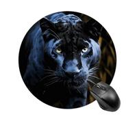 Panther with Blue Eyes Round Mouse Pad Smooth Glide Gaming Mousepad Extra Density Portable Comfortable Mouse Mat for Desk, Home, Office 7.8x7.8 Inches