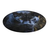Panther with Blue Eyes Round Rug Soft Absorbent Bath Mat Entryway Anti Slip Rugs Farmhouse Front Back Door Mat 90 * 90cm for Bedroom Living Room Home Decorative