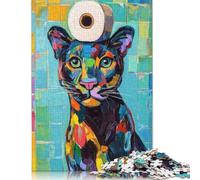 Panther with Toilet Paper Puzzle 500 Pieces Jigsaws Wood Puzzle Jigsaws Learning Educational Puzzle 500pcs (52x38cm)