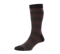 Pantherella Mens Bexley Birdseye Stripe Merino Wool Socks - Black - Large
