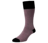 Pantherella Mens Elgar Diamond Jacquard Comfort Top Egyptian Cotton Socks - Black - Medium