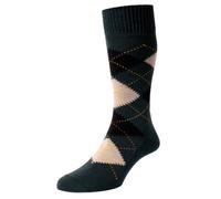 Pantherella Mens Racton Argyle Merino Wool Socks - Racing Green, Green, Medium