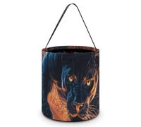 Panthers in The Library Halloween Tricking Or Treating Bucket Bags Reusable Candy Basket Tote Pumpkin Party Favor Bag