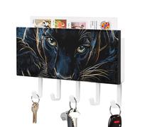 Panthers Lying Key Holder for Wall with 5 Hooks Letter Coat Rack 4.3×7.1×1 Inches