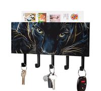 Panthers Lying Key Holder for Wall with 5 Hooks Letter Coat Rack 4.3×7.1×1 Inches
