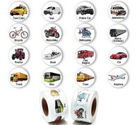 PANTIDE 1000Pcs Realistic Vehicle Stickers Car Van Construction Sticker Decal for Kids Notebook Bottle Cake Gift Decoration School Classroom Reward Baby Shower Car Theme Birthday Party Supplies