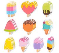PANTIDE 30 Pack Ice Cream Sticky Notes, Total 600 Sheets, Assorted Summer Fruit Popsicle Sticks Self Sticky Memo Pads for Office School Student Kids Class Birthday Party Favors Goodies Bag Fillers