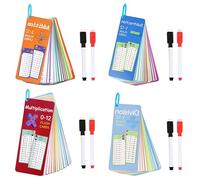 PANTIDE 4 Pack Times Tables Flash Cards with 8 Dry Erase Pens 60 PCS Multiplication Division Addition Subtraction Math Flash Cards 0-12 Educational Math Learning Tools for 2nd 3rd 4th 5th Grade Kids