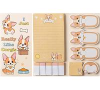 PANTIDE 550 Sheets Cartoon Cute Corgis Sticky Note Set for Kids Little Dog Pet Writing Memo Self-Adhesive Page Maker Student Reward Christmas Birthday Party Gift Bag Filler School Office Clerks Supply