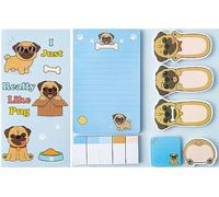 PANTIDE 550Sheet I Just Really Like Pug Sticky Note Set Cute Dog Pet Butt Self-Adhesive Writing Notepads Animal Tabs Page Marker for Kids Students Birthday Gift Back to School Reward Office Supply