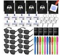 PANTIDE 60pcs Detective Party Toy - Spy Party Supplies Bag Filler Set with 10 Invisible UV Light Ink Pen Notebook Magnifier Detective ID Card Sunglasses Detective Costume Party Favor for Kids Boy Girl